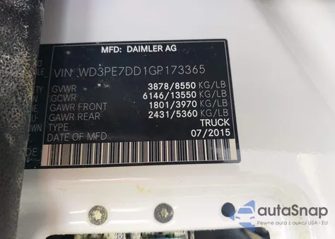 2016 Mercedes-Benz Sprinter 2500 Normal Roof z USA, uszkodzony, nr VIN WD3PE7DD1GP173365